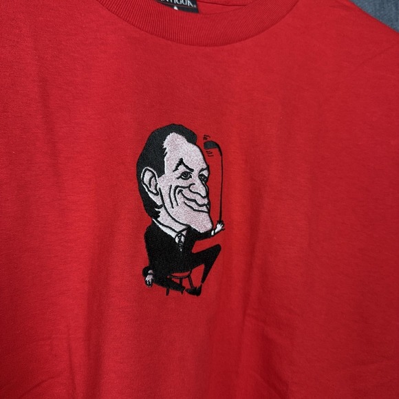 Antigua Shirt Mens Large Red Texas Shootout Golf Embroidered Caricature Tee - Picture 2 of 7